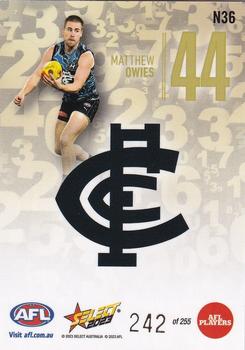 2023 Select AFL Footy Stars - Numbers #N36 Matthew Owies Back